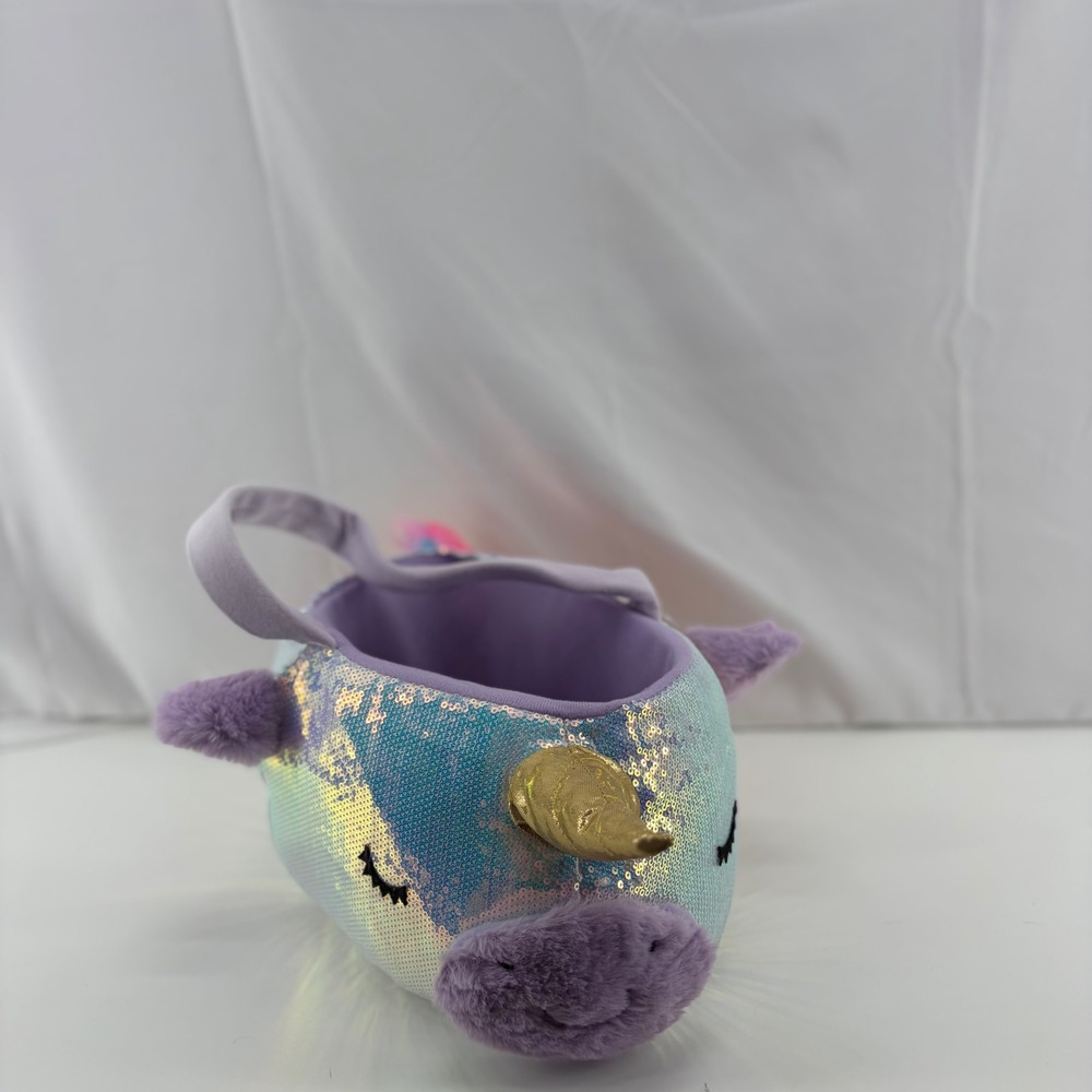 Hyde and Eek Boutique Kids Unicorn Bling Trick-or-Treat Basket Iridescent Sequin